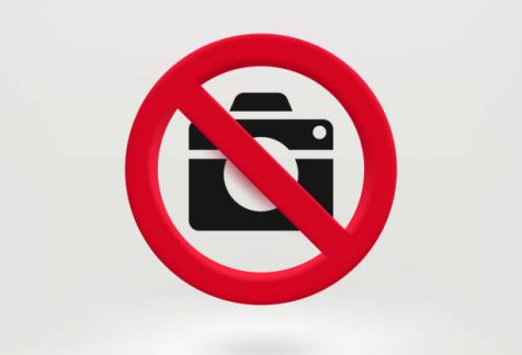 Do not shoot concept with camera icon. 3d vector illustration
